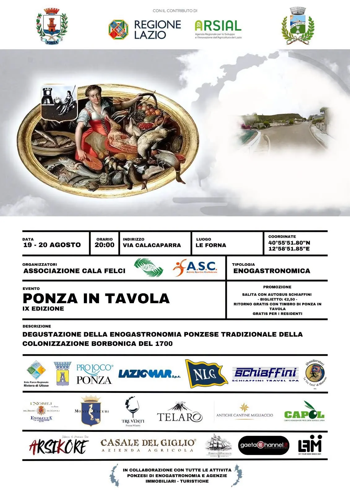 Ponza in Tavola, IX edizione: 19 e 20 agosto a Le Forna